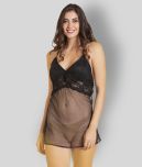 Clovia - Black Lace Women's Nightwear Baby Doll Dresses With Panty ( Pack of 2 )