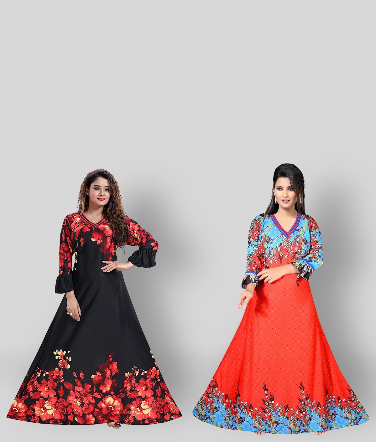     			PURSA - Red Satin Women's Nightwear Nighty & Night Gowns ( Pack of 2 )