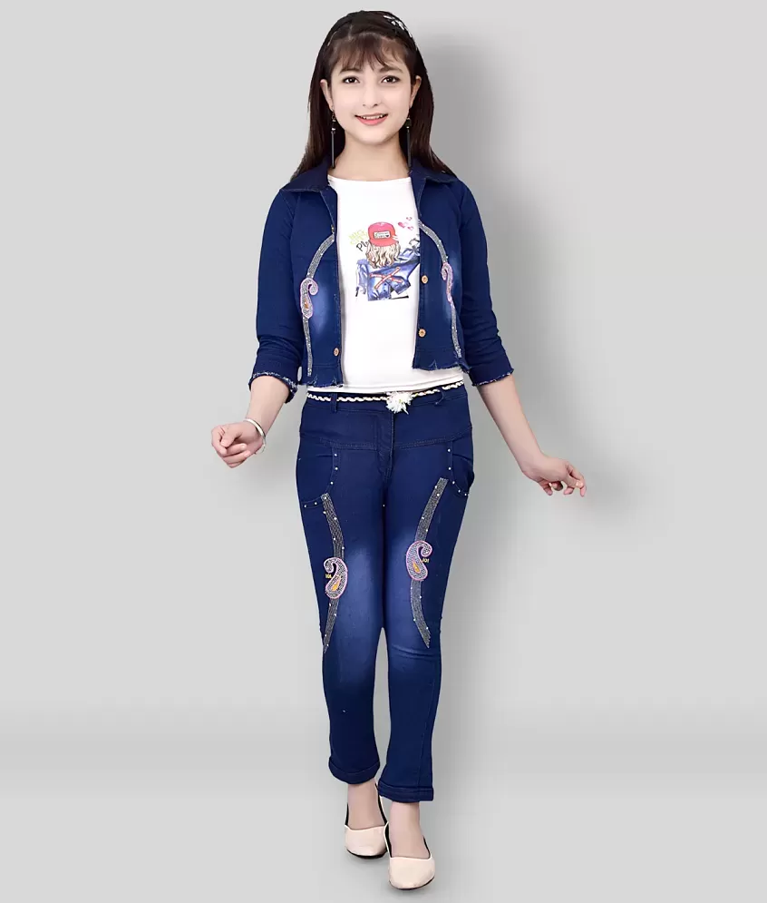 Buy A.G FASHION Girls Multicolor Printed Denim Blend Top, Jeans and Jacket  4-5 Years Online at Best Prices in India - JioMart.