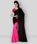 Anand - Black Georgette Saree With Blouse Piece ( Pack of 1 )