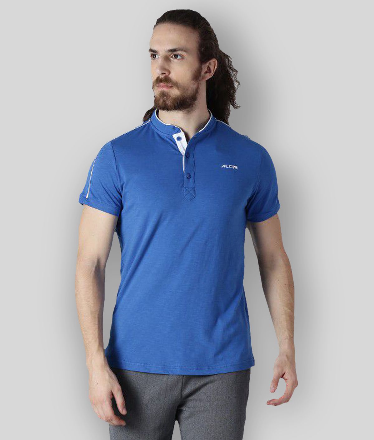 Alcis Mens Solid Blue T-Shirt