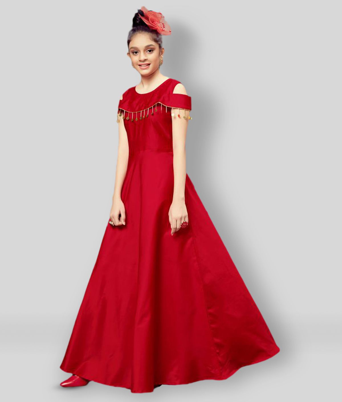     			Fashion Dream - Red Satin Girl's Gown ( Pack of 1 )