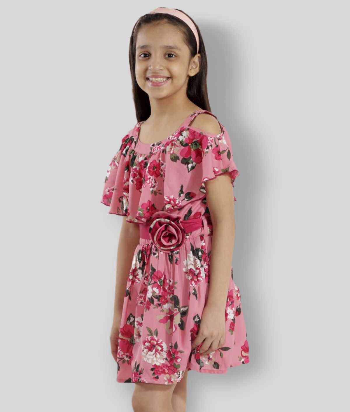     			Kids Cave - Pink Crepe Girl's A-line Dress ( Pack of 1 )