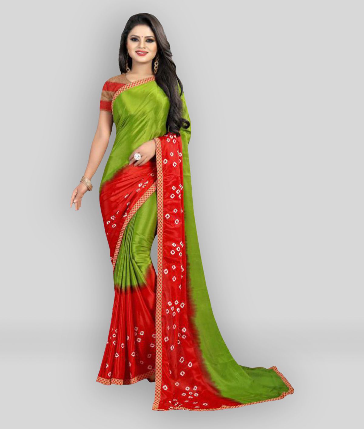 Laheja - Green Silk  Saree With Blouse Piece ( Pack of 1 )