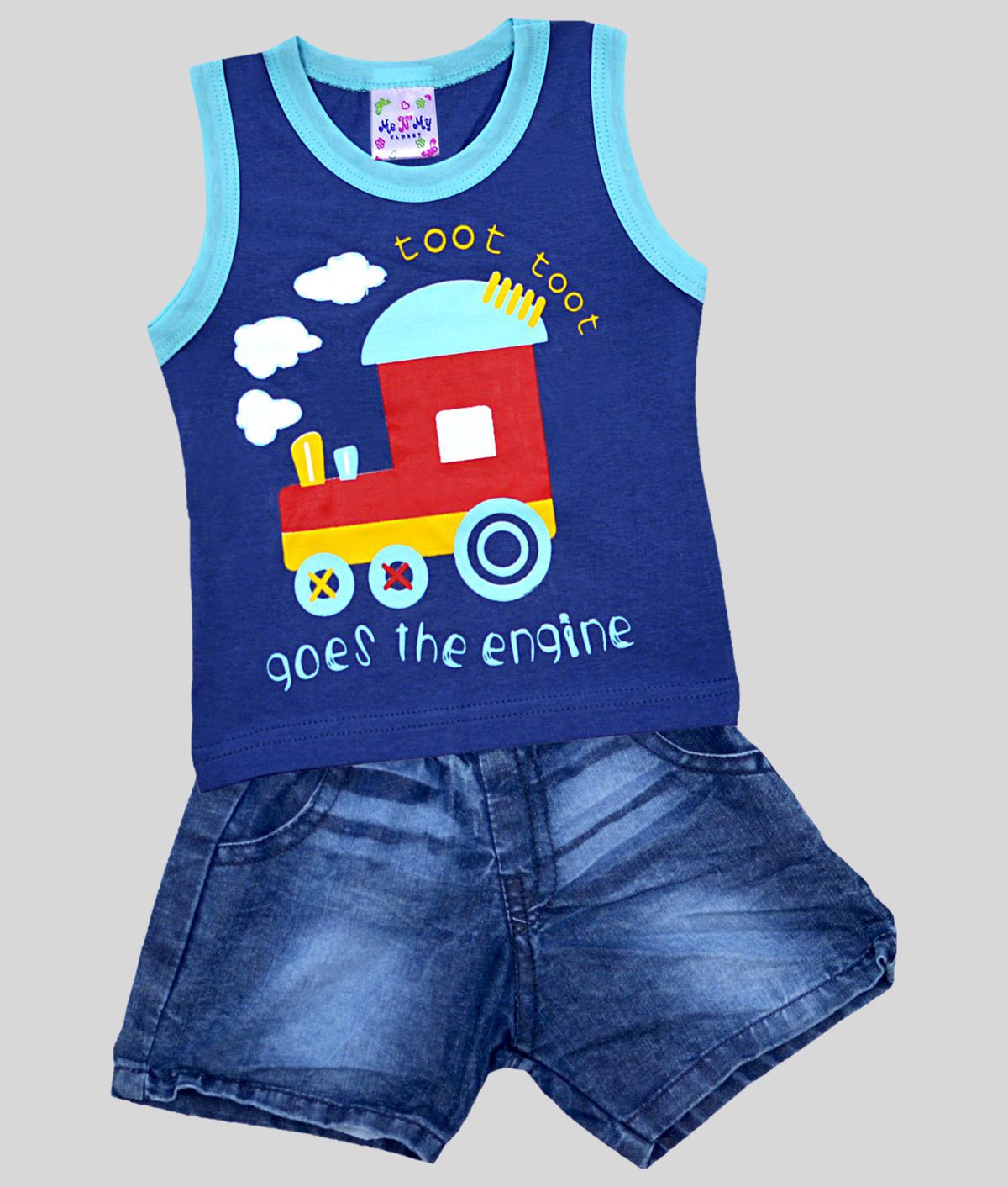    			Me N My CLOSET - Blue Cotton T-Shirt & Shorts For Baby Boy ( Pack of 1 )