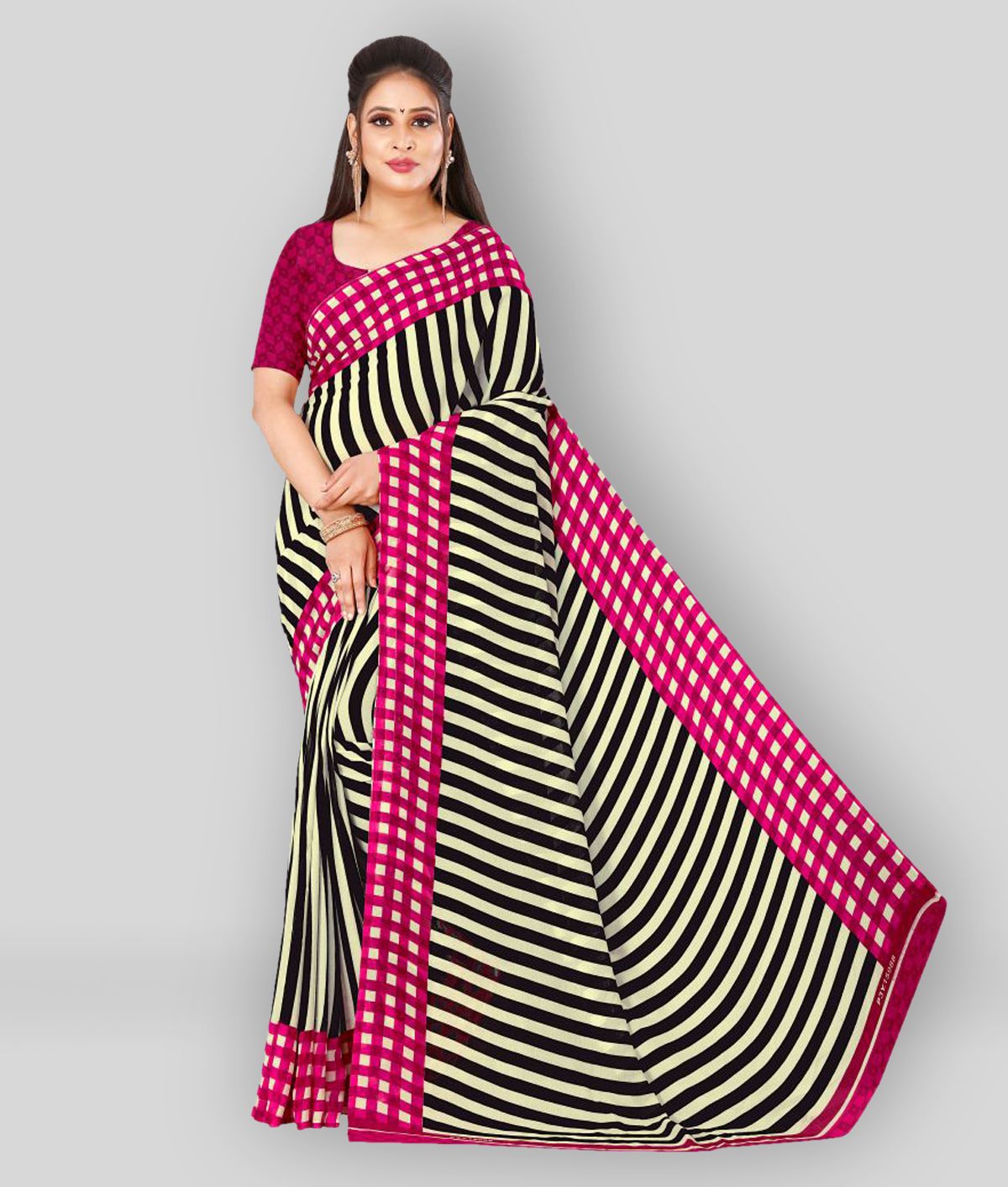     			ANAND SAREES - Pink Georgette Saree With Blouse Piece ( Pack of 1 )