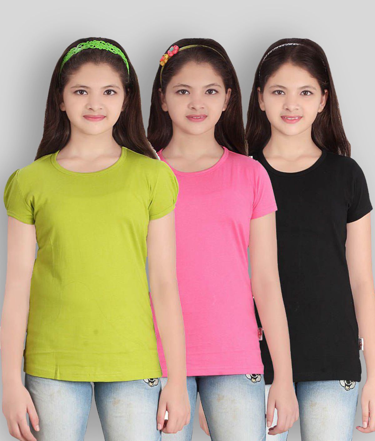     			Sini Mini - Blue Cotton Girls T-Shirt ( Pack of 3 )