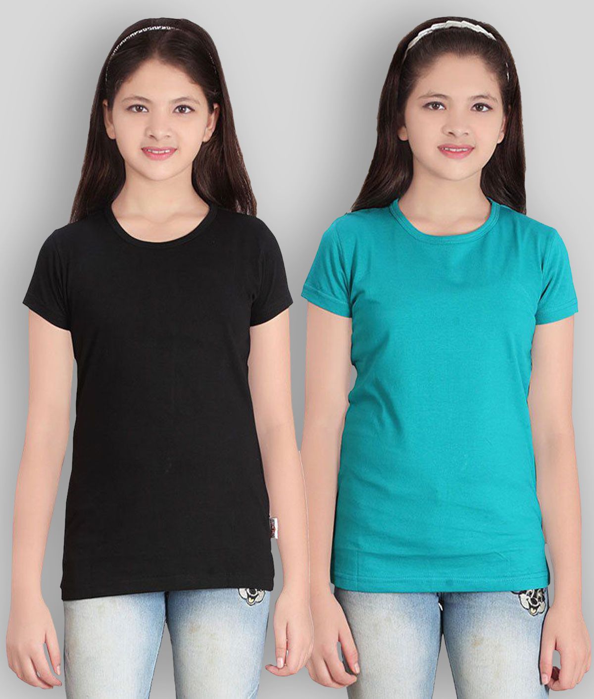     			Sini Mini - Blue Cotton Girls T-Shirt ( Pack of 2 )