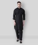 Hangup - Black Cotton Blend Regular Fit Men's Pathani Suit ( Pack of 1 )