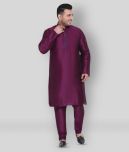 Hangup - Purple Silk Regular Fit Men's Kurta Pyjama Set ( Pack of 1 )