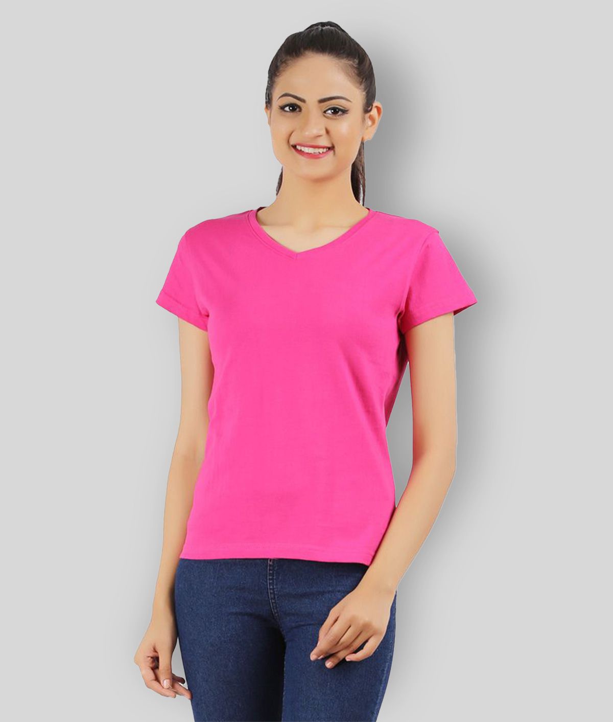     			Ap'pulse - Fluorescent Pink Cotton Regular Fit Women's T-Shirt ( Pack of 1 )
