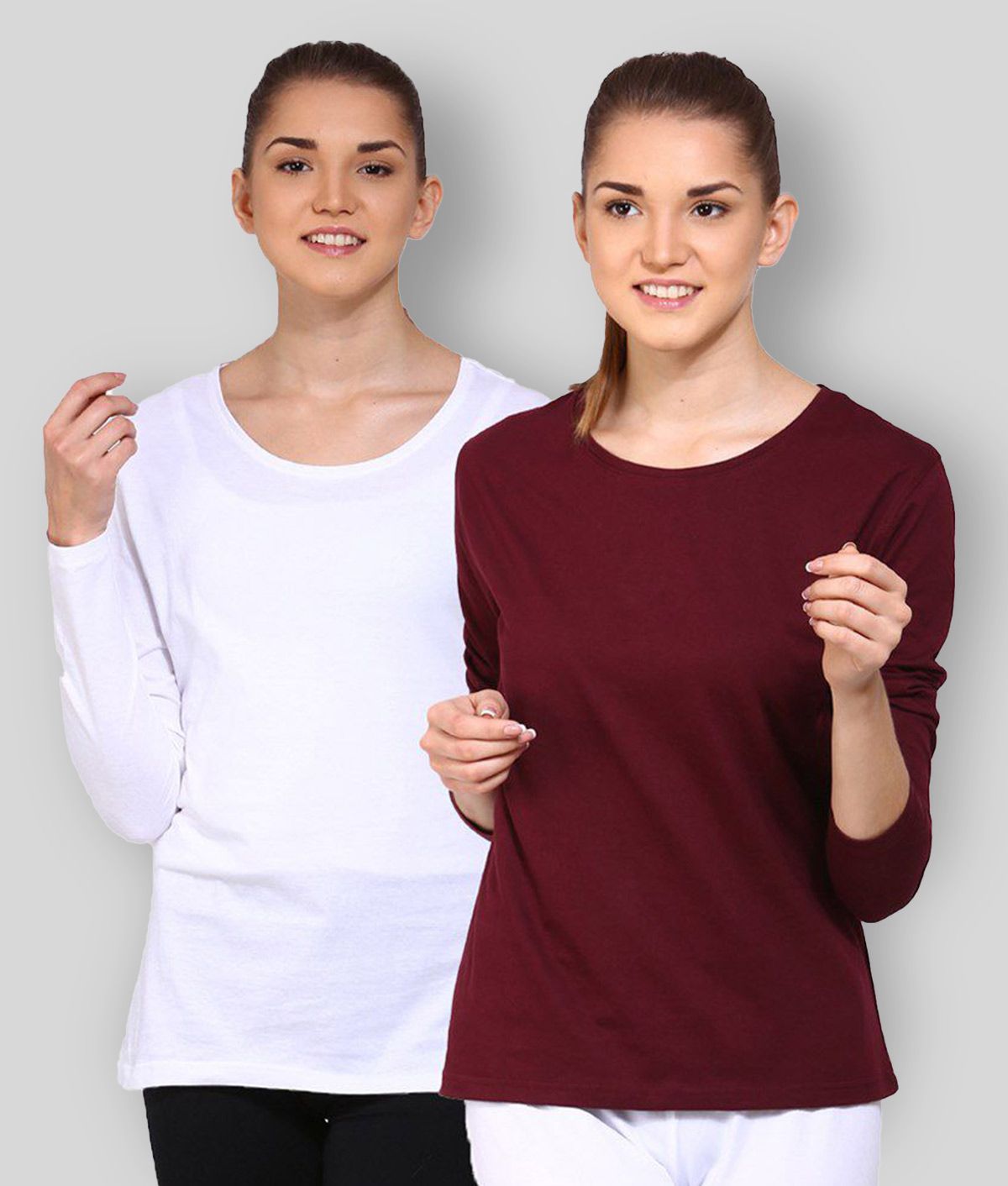     			Ap'pulse - Maroon Cotton Regular Fit Women's T-Shirt ( Pack of 2 )