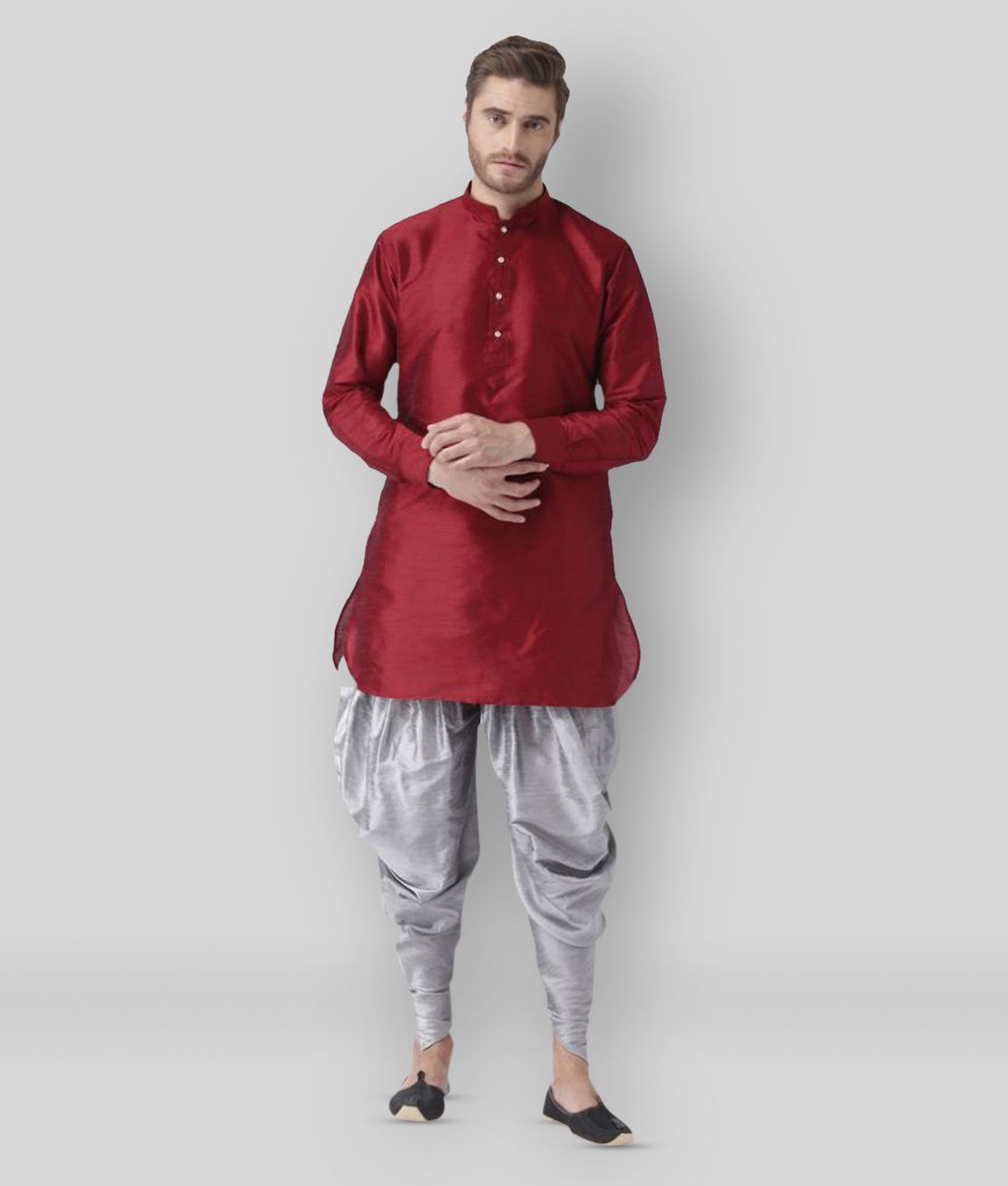     			Hangup - Multicolor Silk Regular Fit Men's Dhoti Kurta Set ( Pack of 1 )
