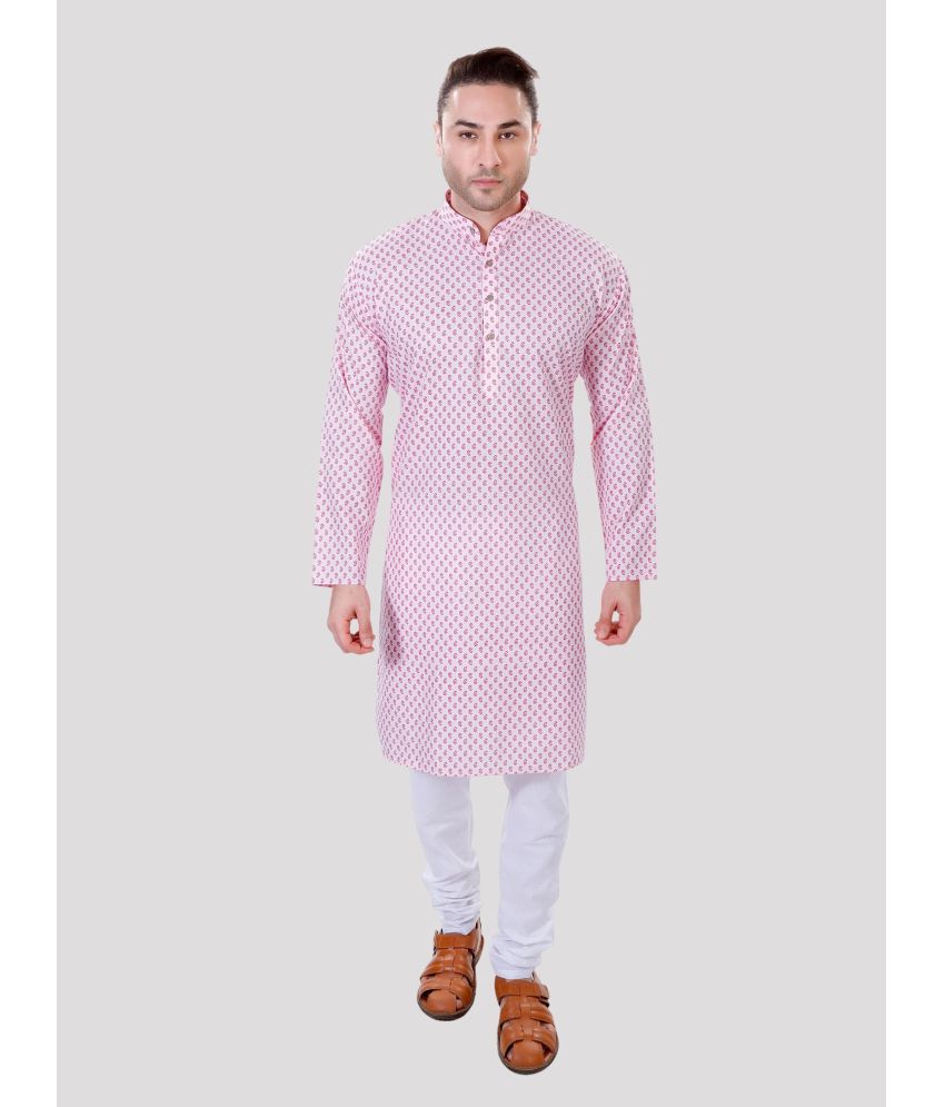    			Maharaja - Pink Polyester Regular Fit Men's Kurta Pyjama Set ( Pack of 1 )