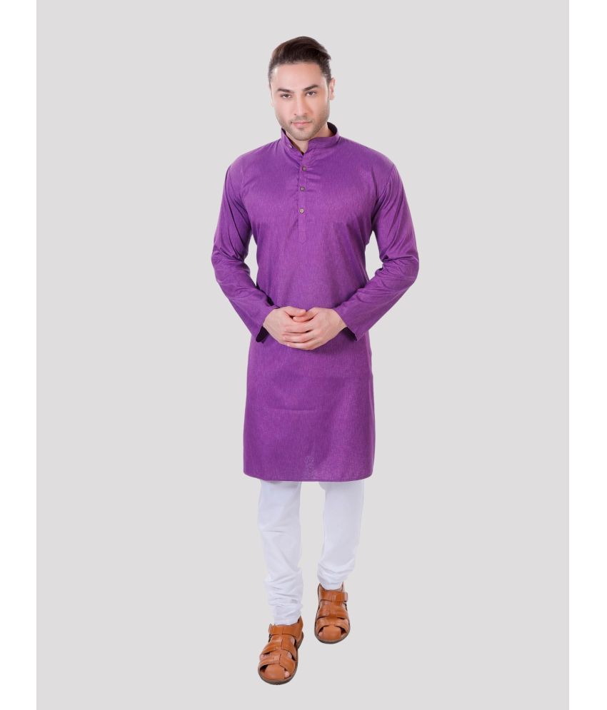     			Maharaja - Purple Linen Regular Fit Men's Kurta Pyjama Set ( Pack of 1 )