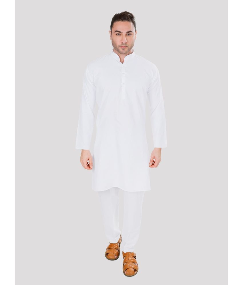     			Maharaja - White Cotton Blend Regular Fit Men's Kurta Pyjama Set ( Pack of 1 )
