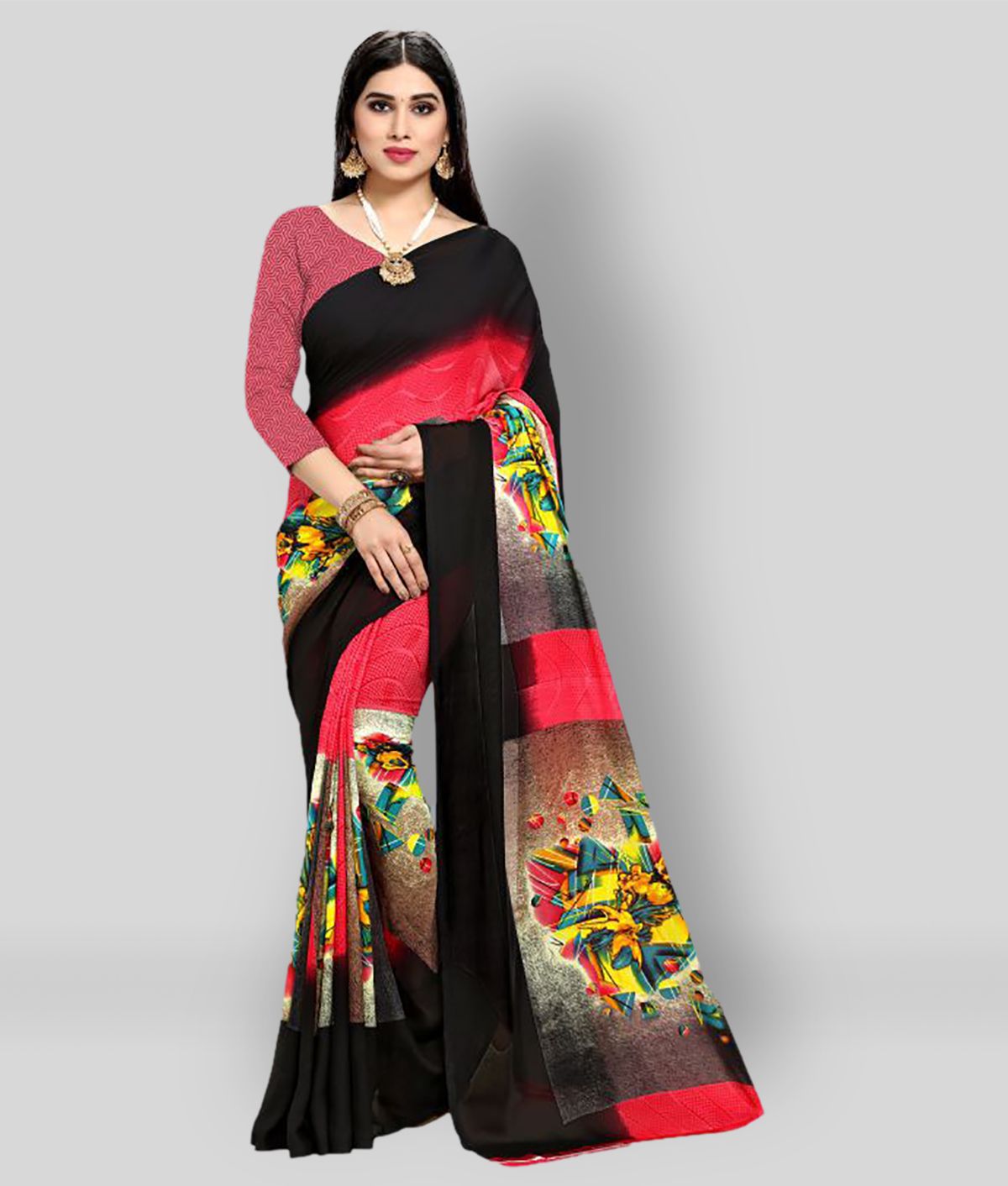     			ANAND SAREES - Multicolor Georgette Saree With Blouse Piece (Pack of 1)