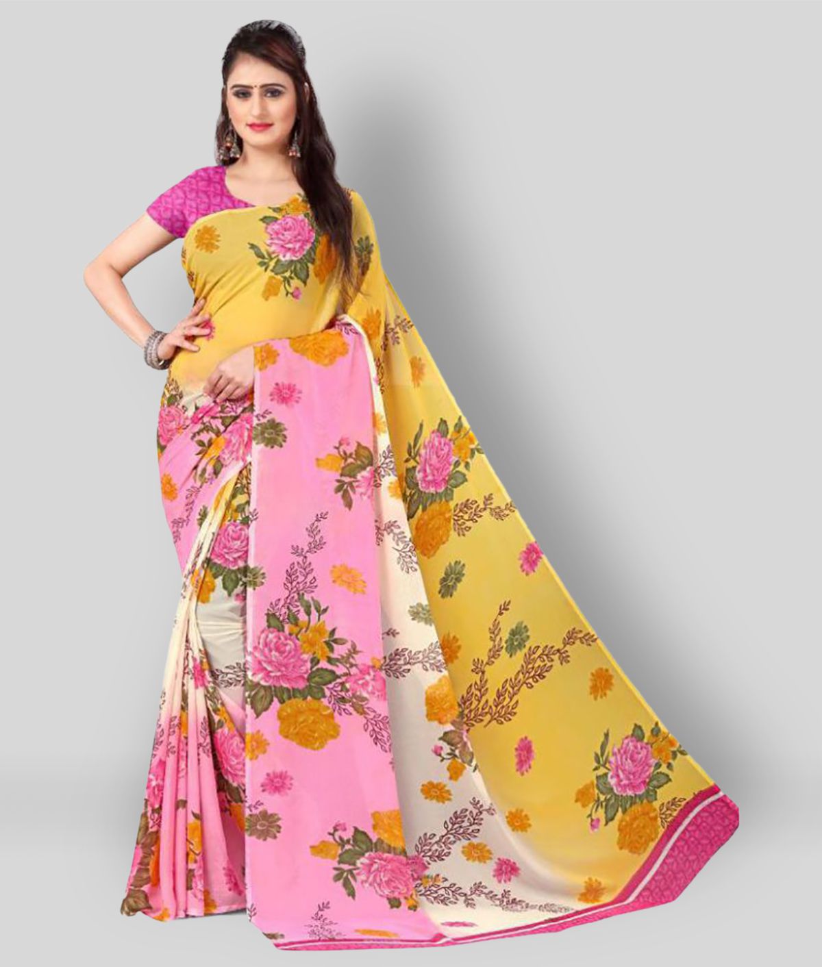     			ANAND SAREES - Multicolor Georgette Saree With Blouse Piece (Pack of 1)