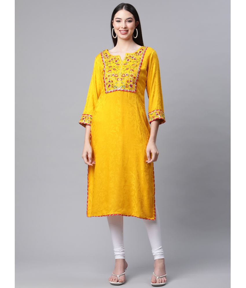    			AMIRA'S INDIAN ETHNICWEAR - Mustard Straight Silk Women's Stitched Salwar Suit ( Pack of 1 )