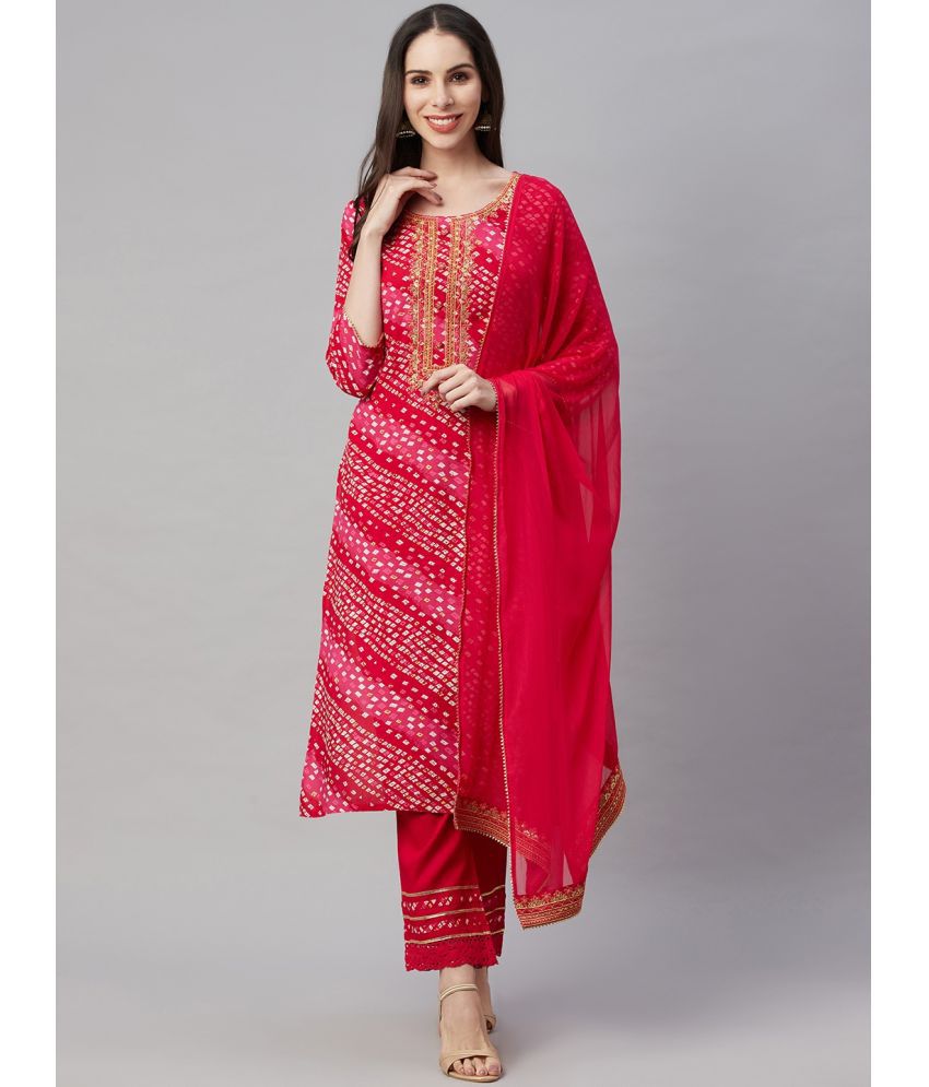     			AMIRA'S INDIAN ETHNICWEAR - Pink Straight Rayon Women's Stitched Salwar Suit ( Pack of 1 )