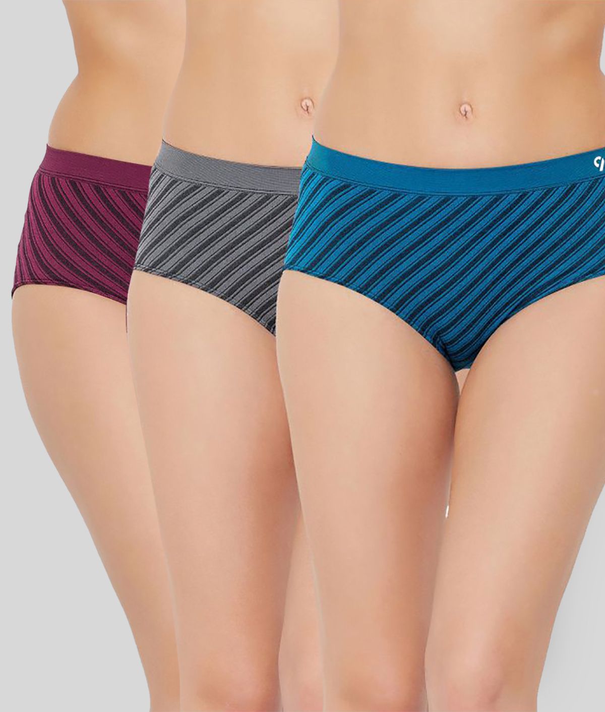     			C9 Airwear Pack of 3 Poly Cotton Striped Women's Hipsters ( Multi Color )