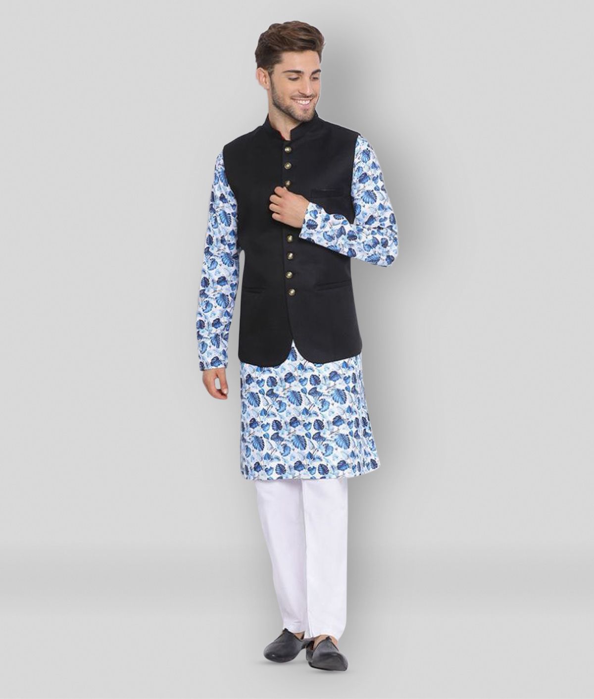     			Hangup - Black Polyester Slim Fit Men's Kurta Pyjama Set ( Pack of 1 )