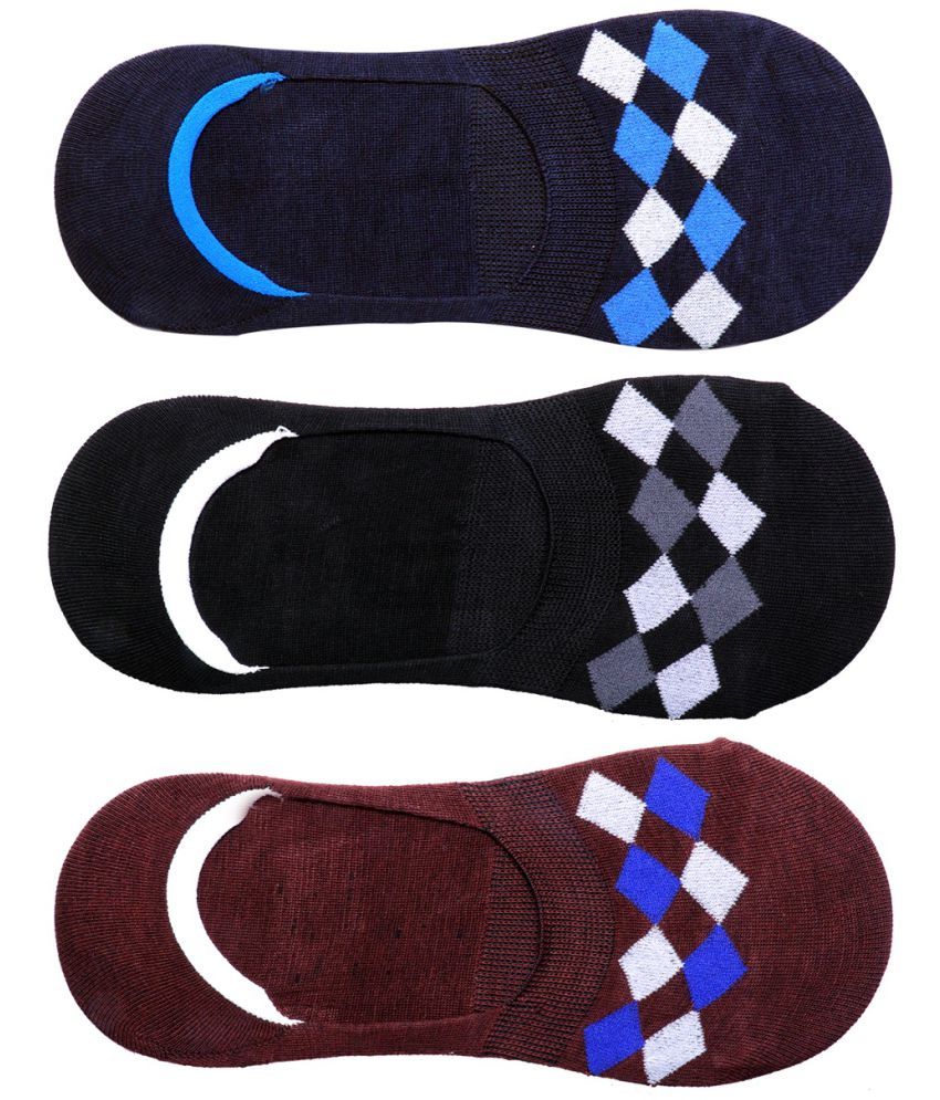     			SELETA - Multicolor Cotton Blend Unisex No Show Socks ( Pack of 3 )