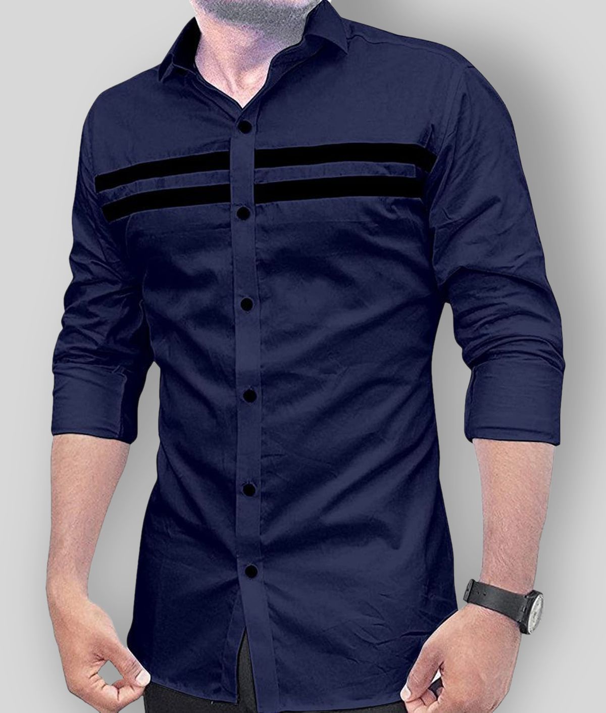 VERTUSY -  Black Cotton Blend Regular Fit Men's Casual Shirt (Pack of 1)