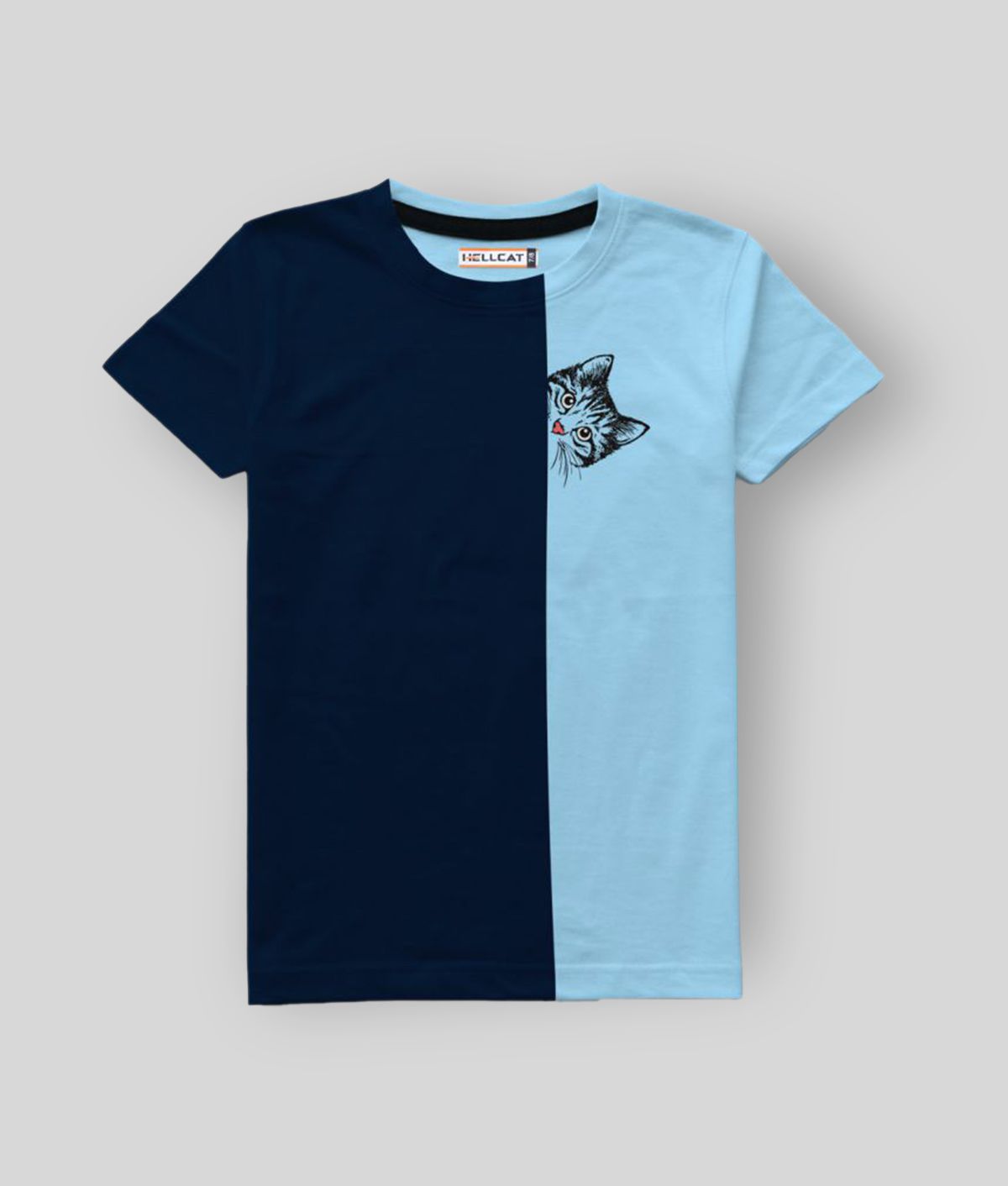     			HELLCAT - Sky Blue Cotton Blend Boy's T-Shirt ( Pack of 1 )