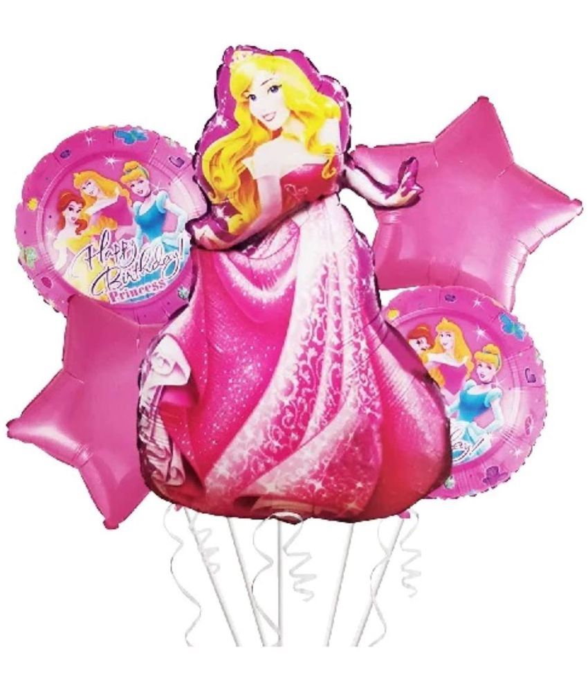     			Kiran Enterprises 5PCS Disney Princess Sleeping Beauty Foil Balloons For Kids Birthday Baby Shower Princess Themed Party Decorations