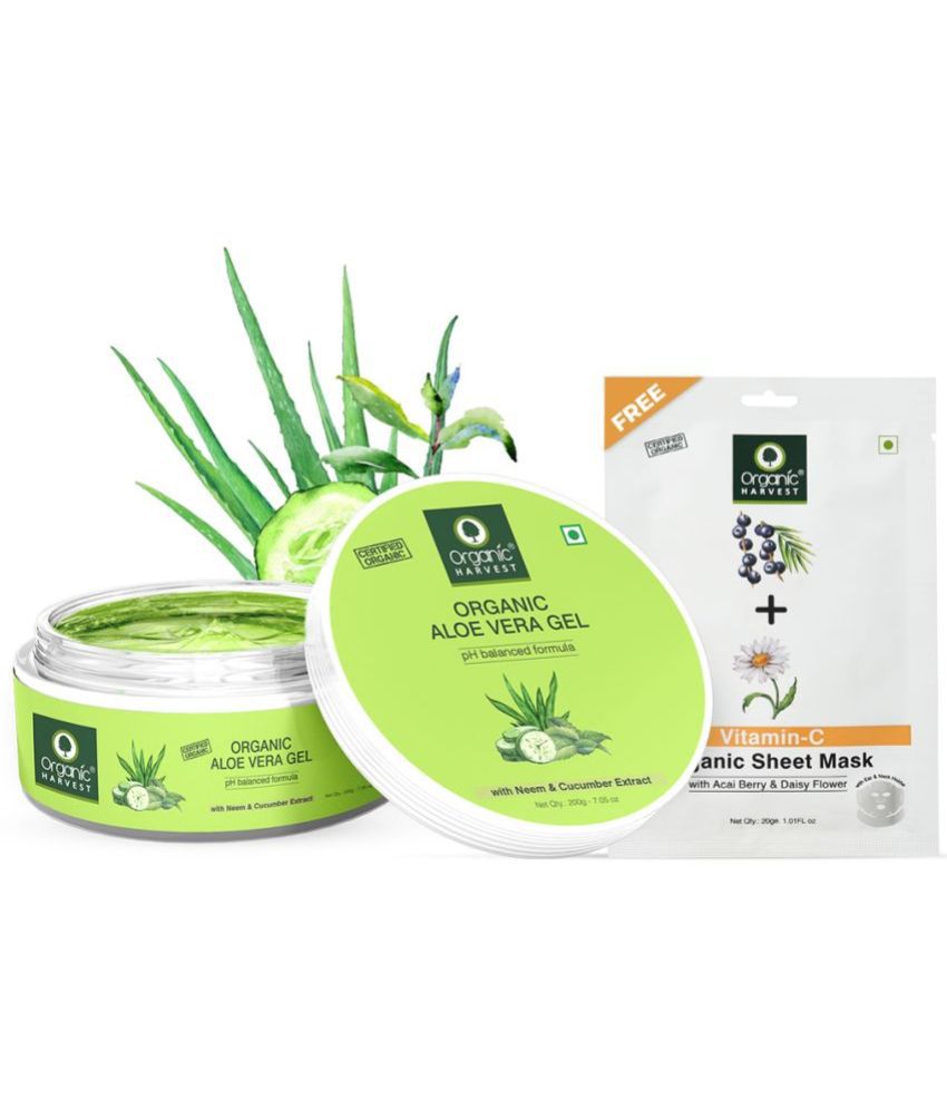     			Organic Harvest Aloe Vera Gel with Neem & Cucumber, (Free Vitamin C Sheet Mask), 200ml