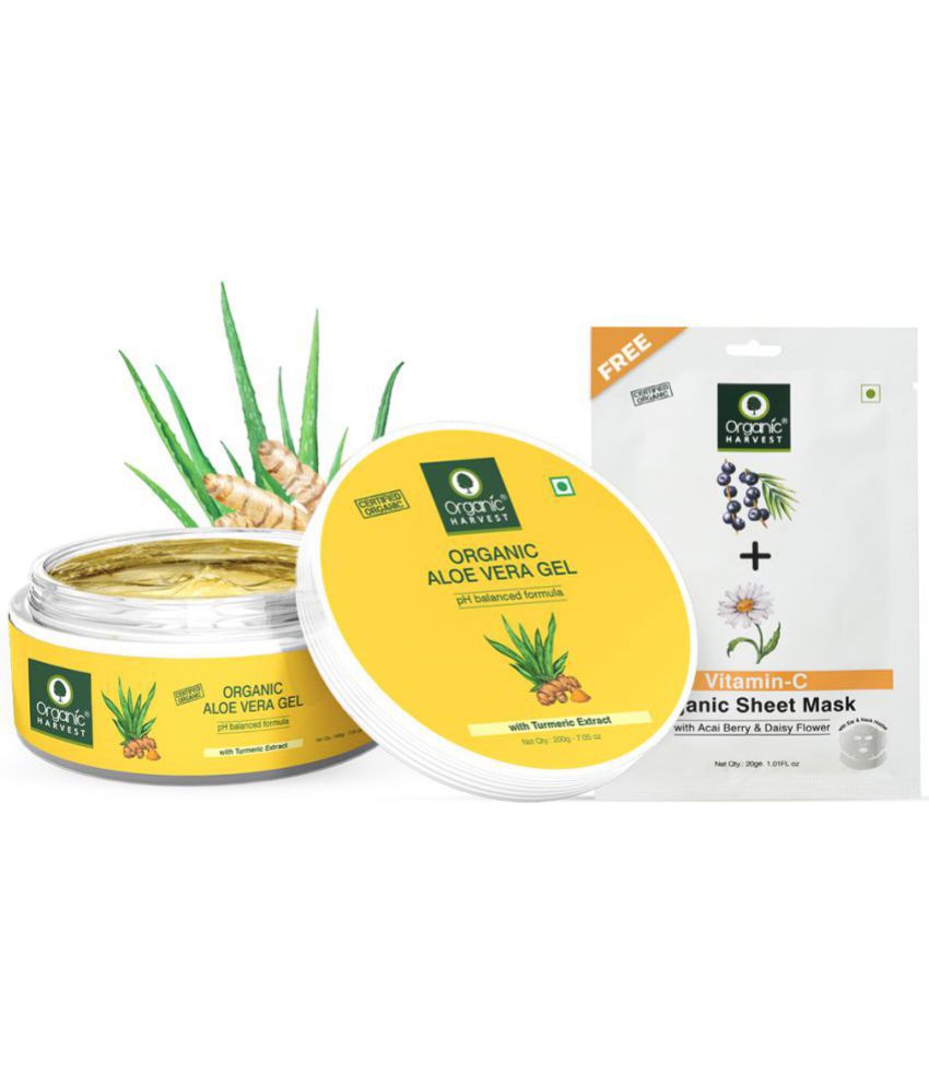     			Organic Harvest Aloe Vera Gel with Turmeric Extract, (Free Vitamin C Sheet Mask) - 200ml