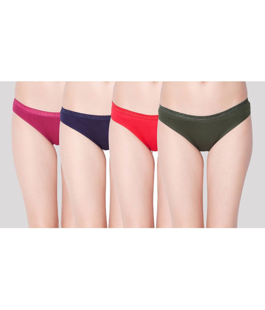 Dollar Missy - Multi Color Cotton Solid Women's Hipster ( Pack of 4 )