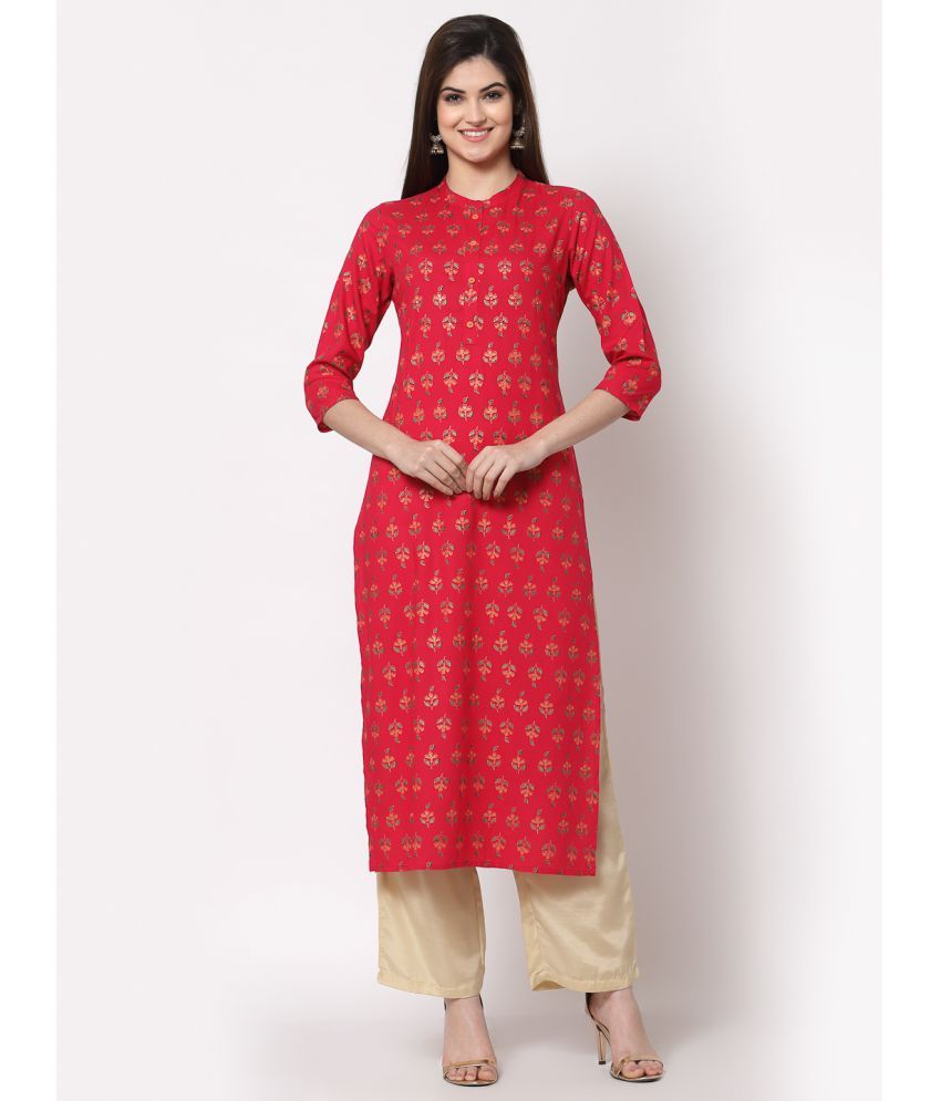     			HISHAM - Pink Rayon Women's Straight Kurti ( Pack of 1 )