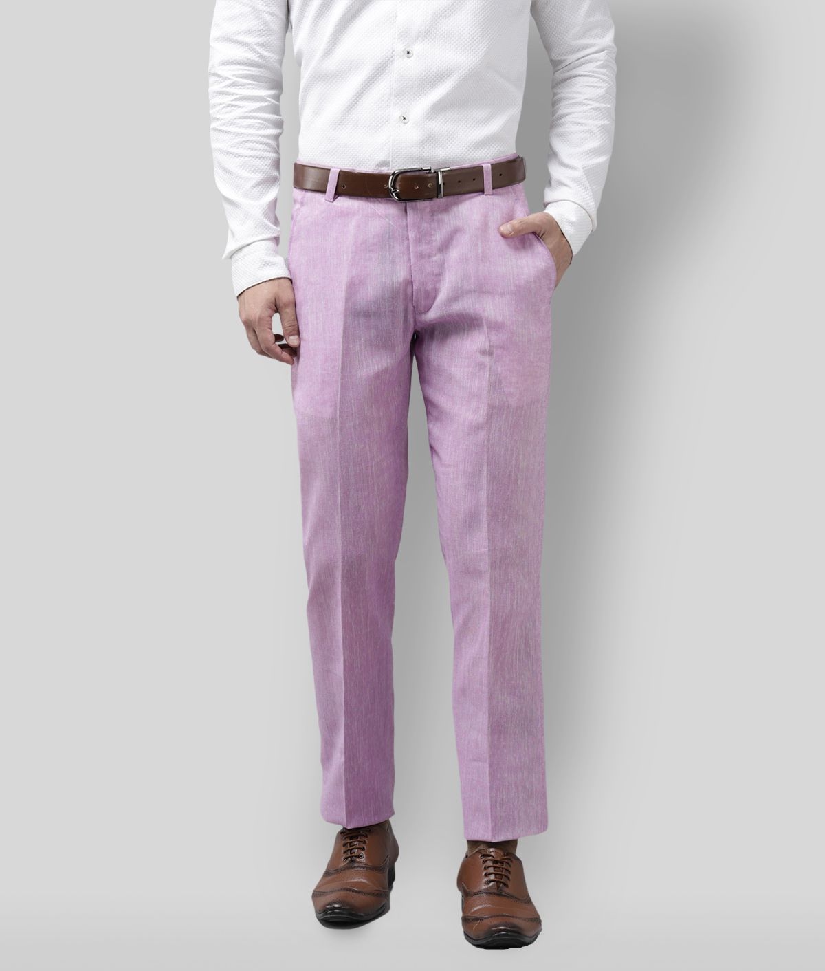 Hangup - Purple Linen Regular-Fit Men's Formal Pants ( Pack of 1 )