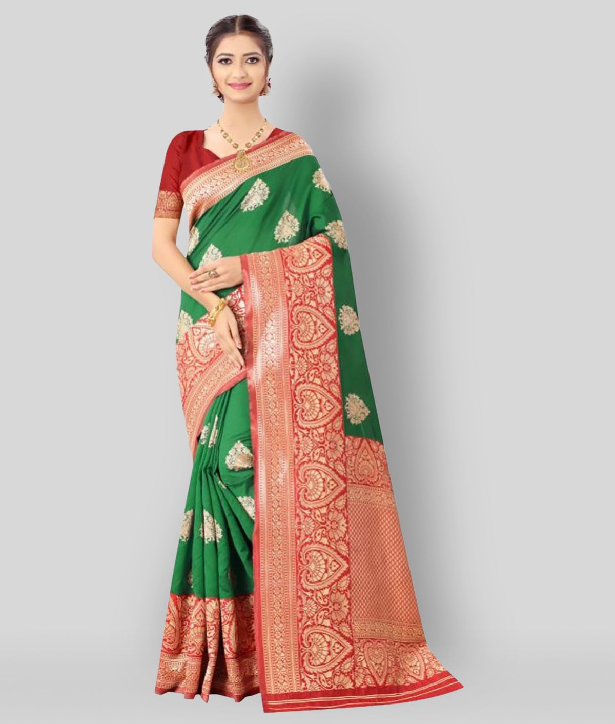     			NENCY FASHION - Multicolor Banarasi Silk Saree With Blouse Piece (Pack of 1)
