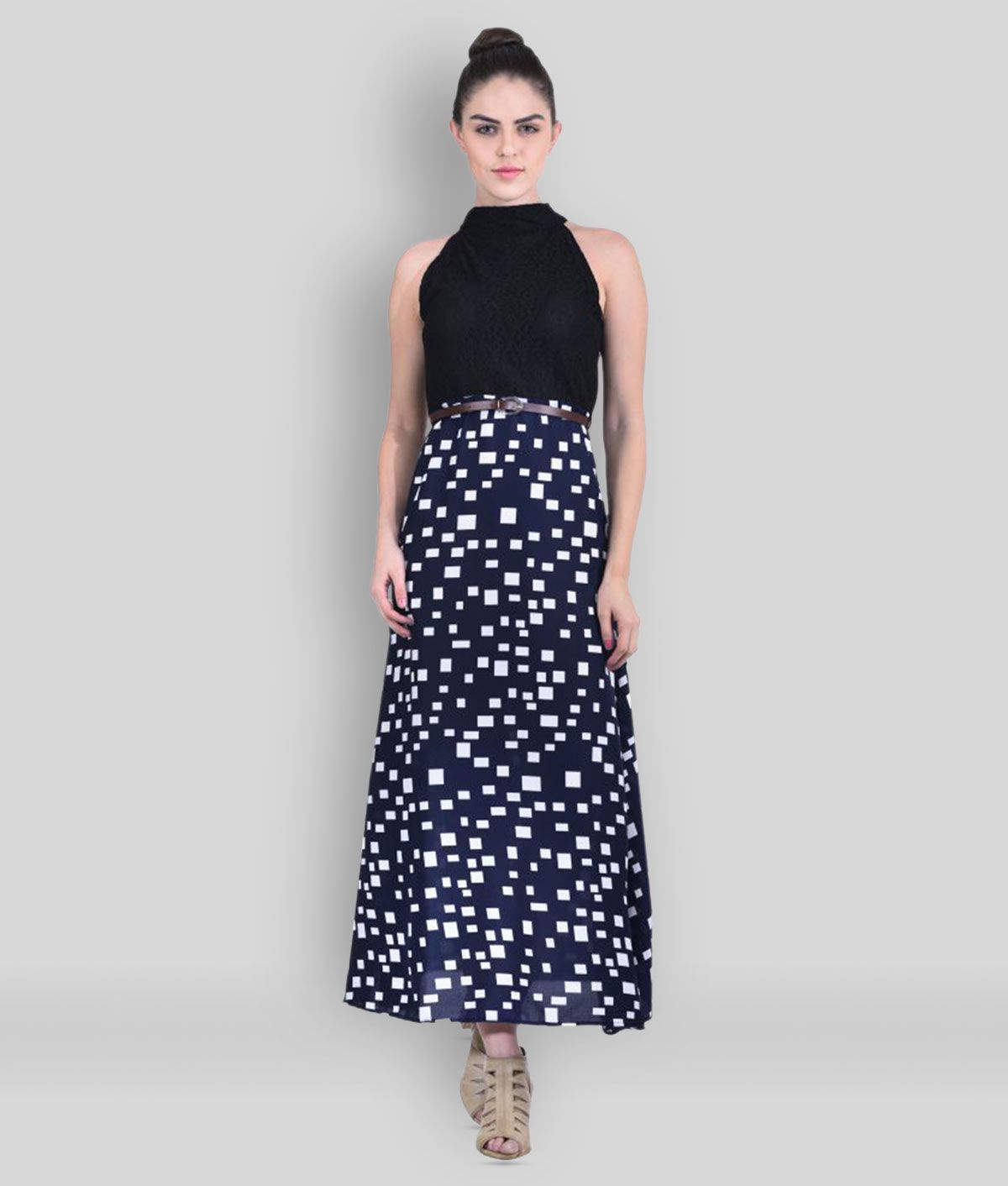     			Triraj - Blue Crepe Women's A-line Dress ( Pack of 1 )
