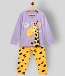 Lazy Shark Pack of 1 Girls Cotton Blend Night Suit Set ( Lavender )