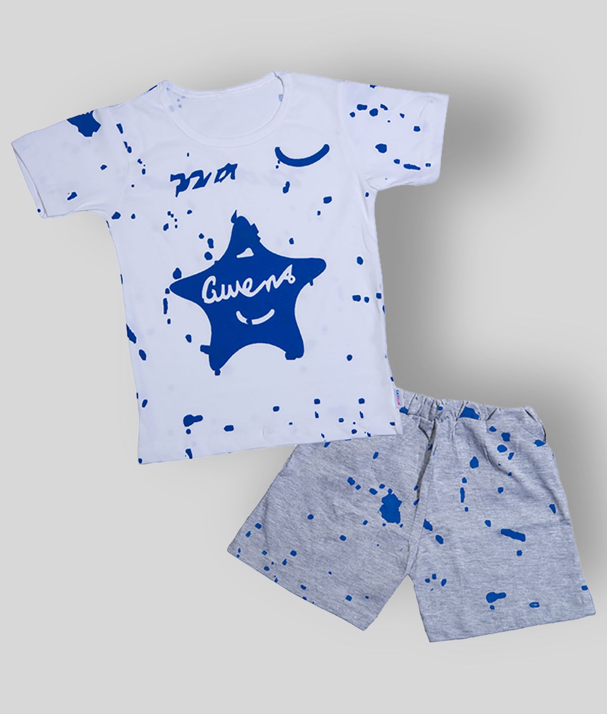 CATCUB - White Cotton Blend Boy's T-Shirt & Shorts ( Pack of 1 )