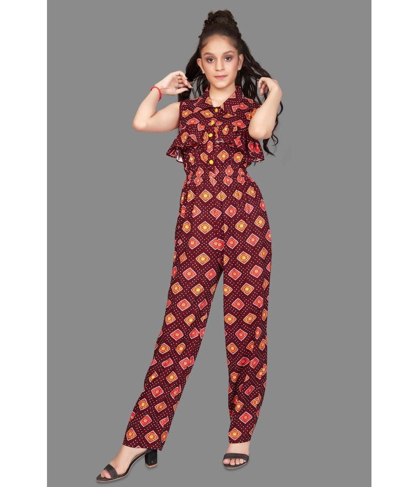     			MIRROW TRADE - Brown Crepe Girls Jumpsuit ( Pack of 1 )