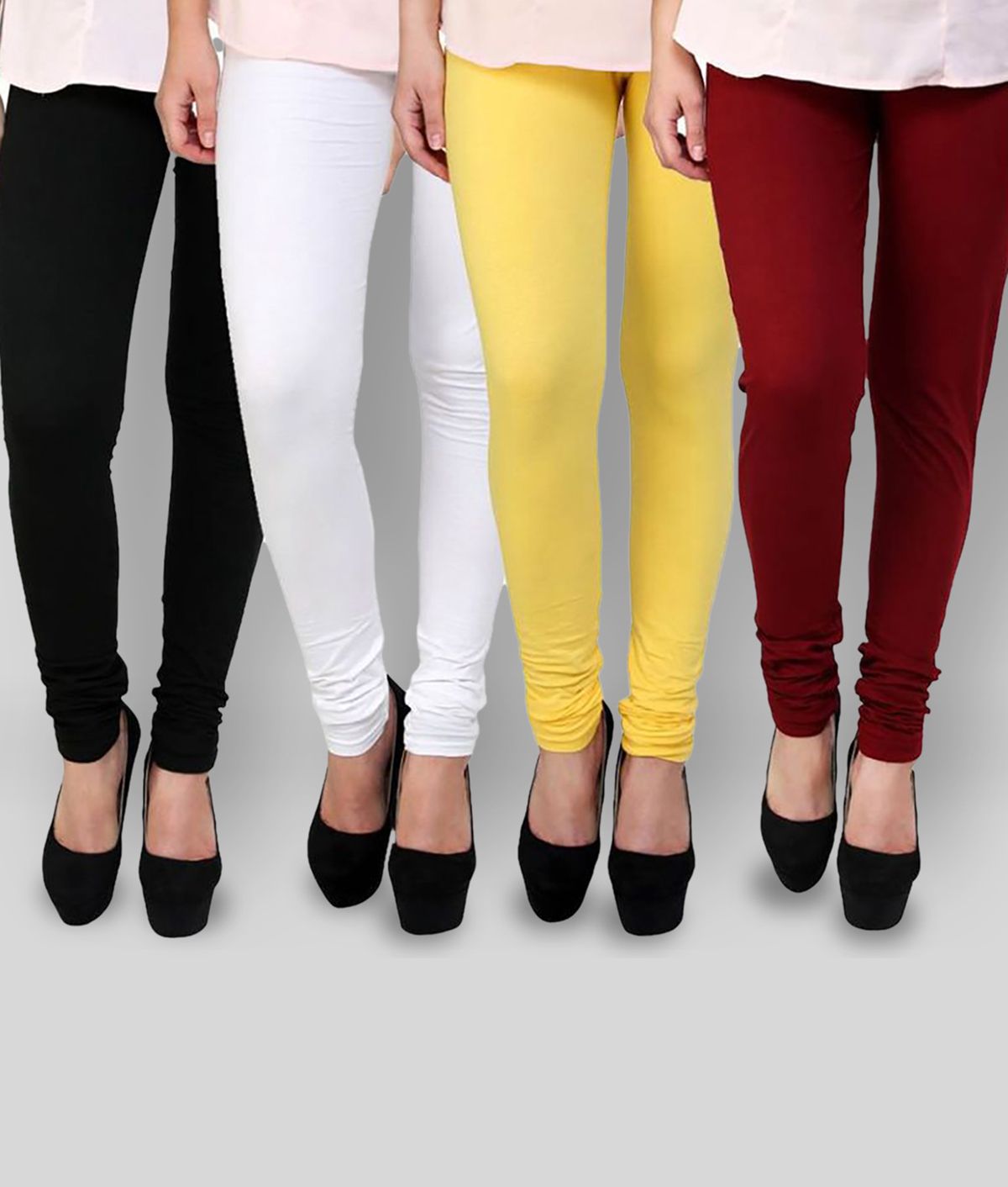     			FnMe - Multicolor Cotton Blend Women's Leggings ( Pack of 4 )