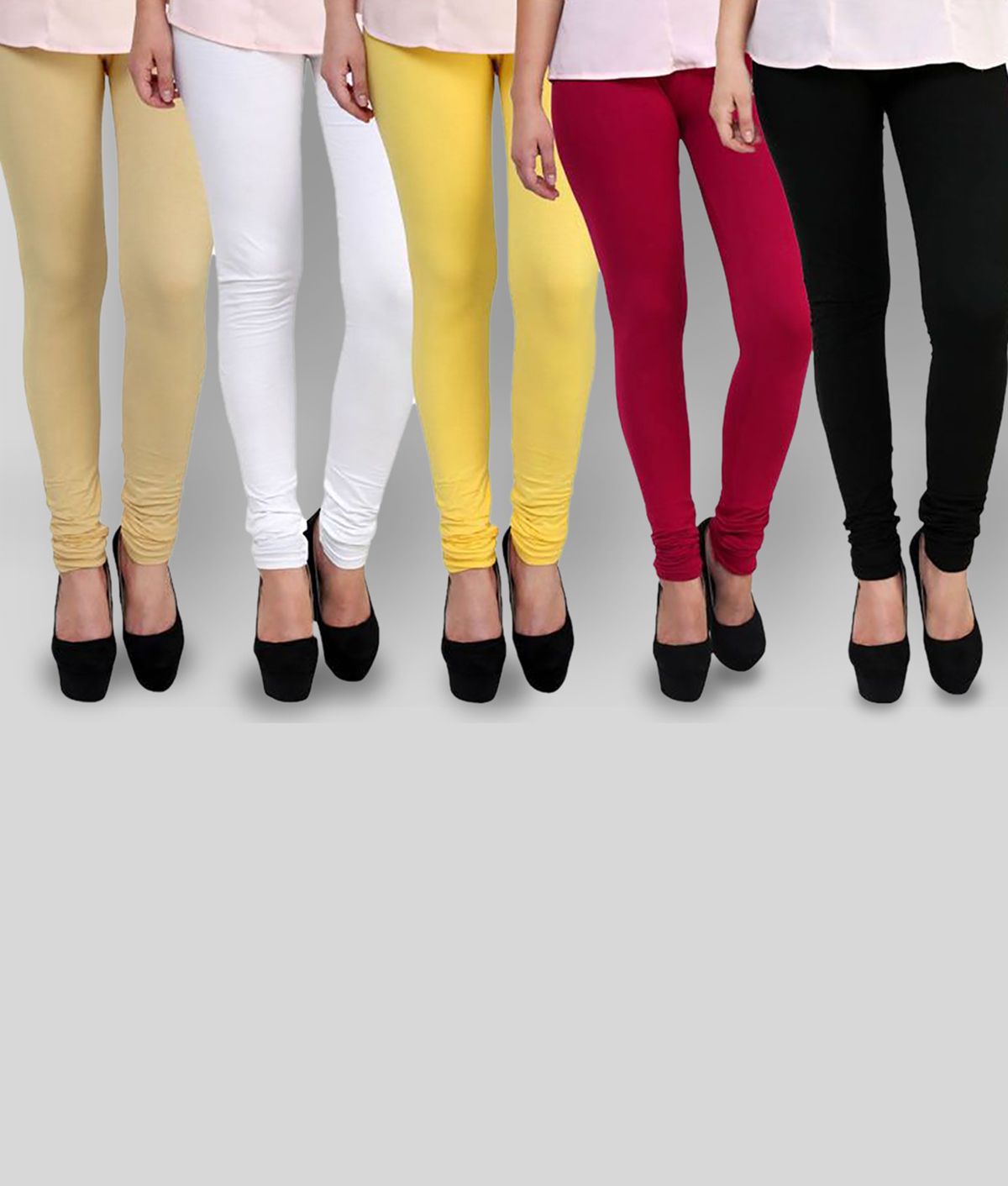     			FnMe - Multicolor Cotton Blend Women's Leggings ( Pack of 5 )