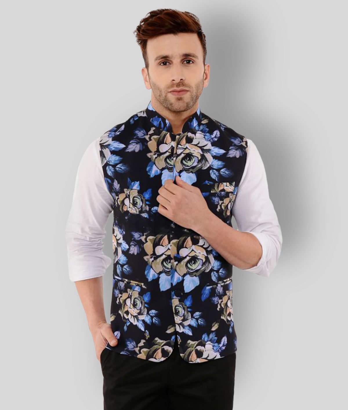     			Hangup Multi Cotton Blend Nehru Jacket