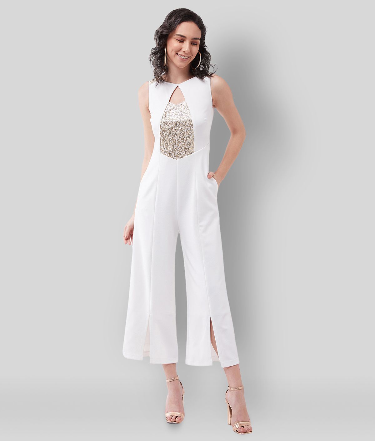     			Miss Chase - White Polyester Regular Fit Women's Jumpsuit ( Pack of 1 )