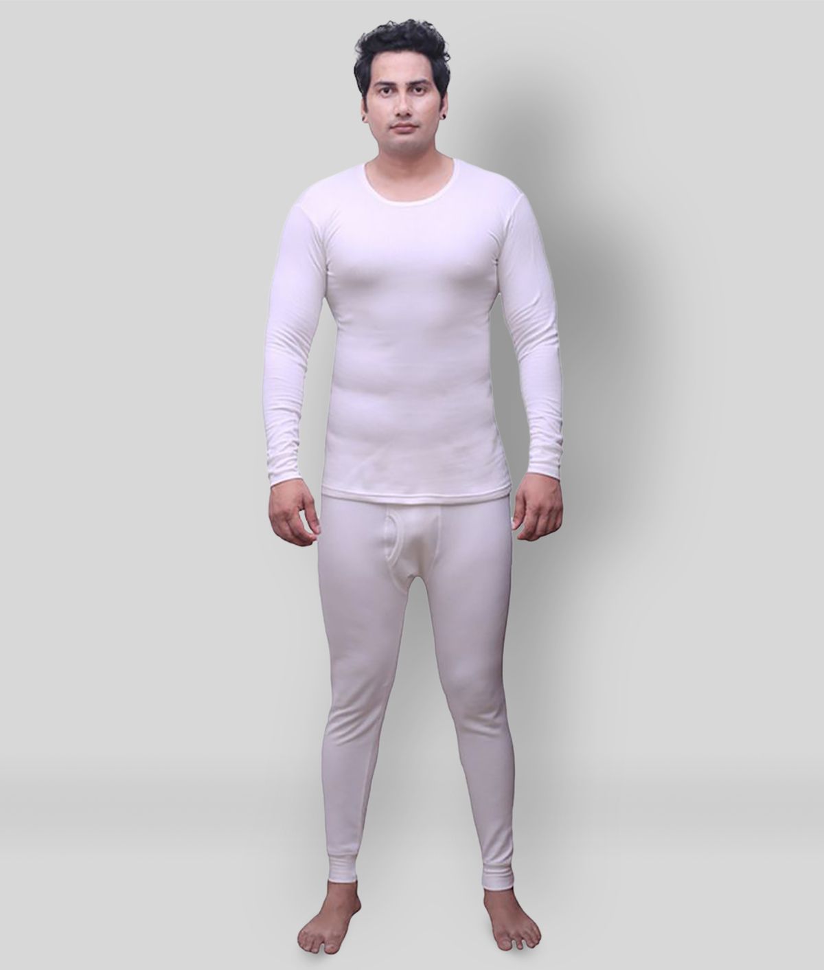     			Selfcare - White Cotton Men's Thermal Sets ( Pack of 1 )