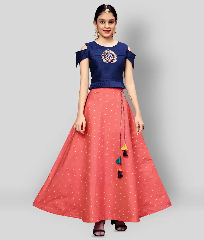 Buy Shoryam Fashion Girl's Taffeta Silk Semi-Stitched ethnic wear Lehenga  Choli |Girls 2-13 yrs | Gagra Choli Suits For Weddings (4-5 Years, pink) at  Amazon.in