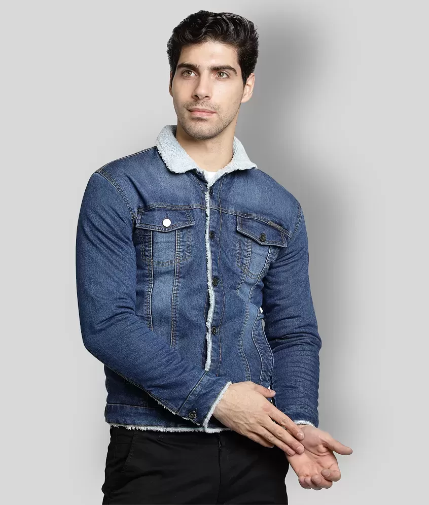 Buy online Dark Blue Washed Denim Jacket from Jackets for Men by Ftx for  ₹899 at 50% off | 2024 Limeroad.com