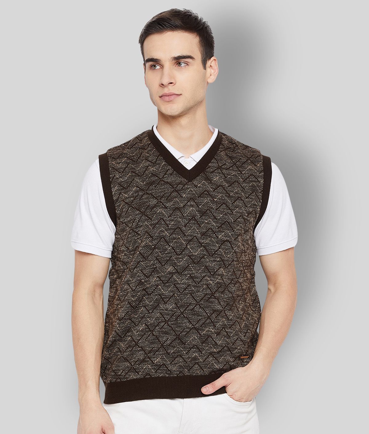     			Duke Brown V Neck Sweater