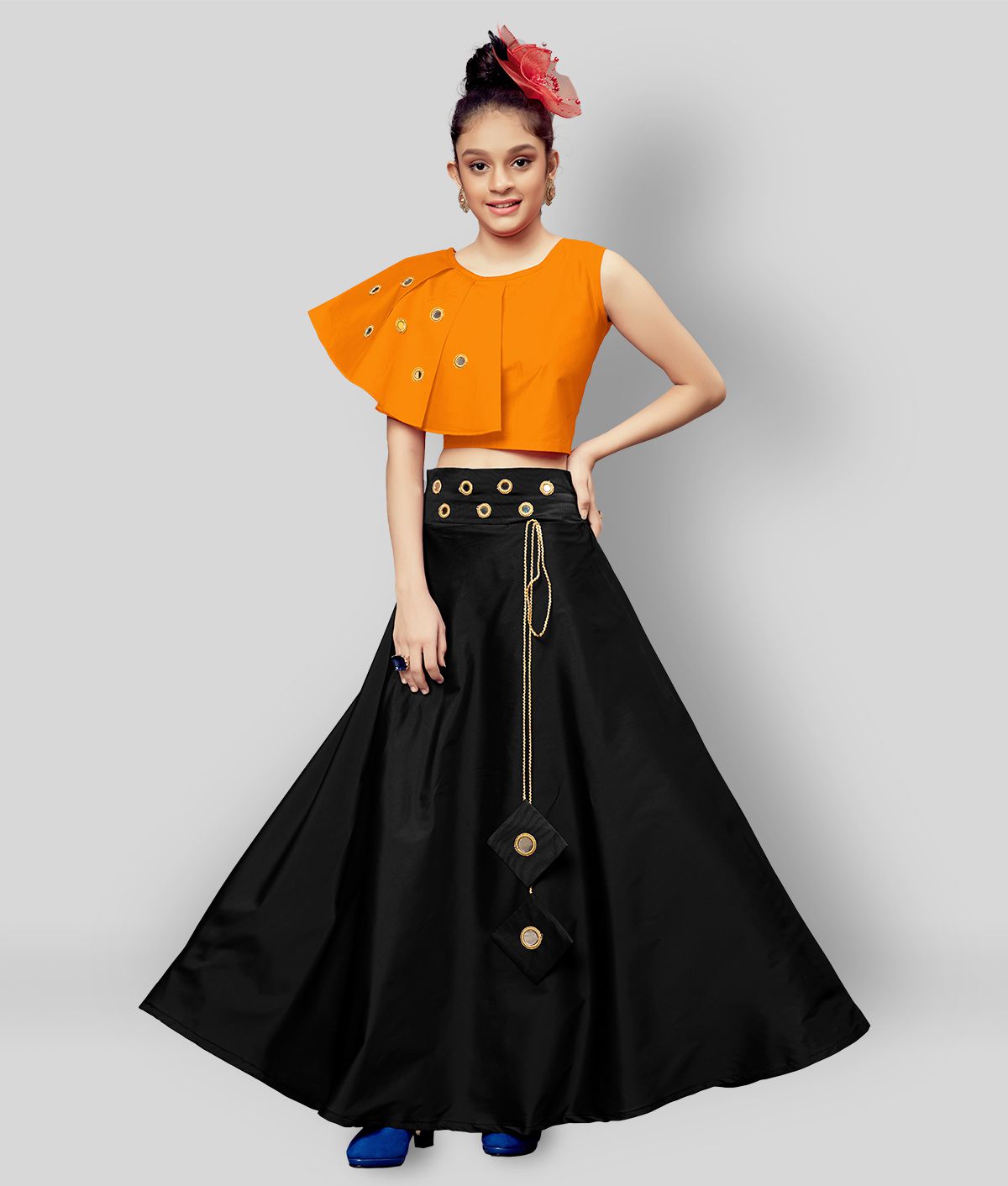     			Fashion Dream Girl's Mirror Embellished Readymade Lehenga Choli