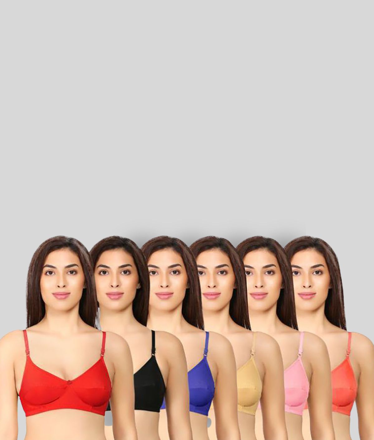     			SK Dreams - Multicolor Cotton Non Padded Women's T-Shirt Bra ( Pack of 6 )